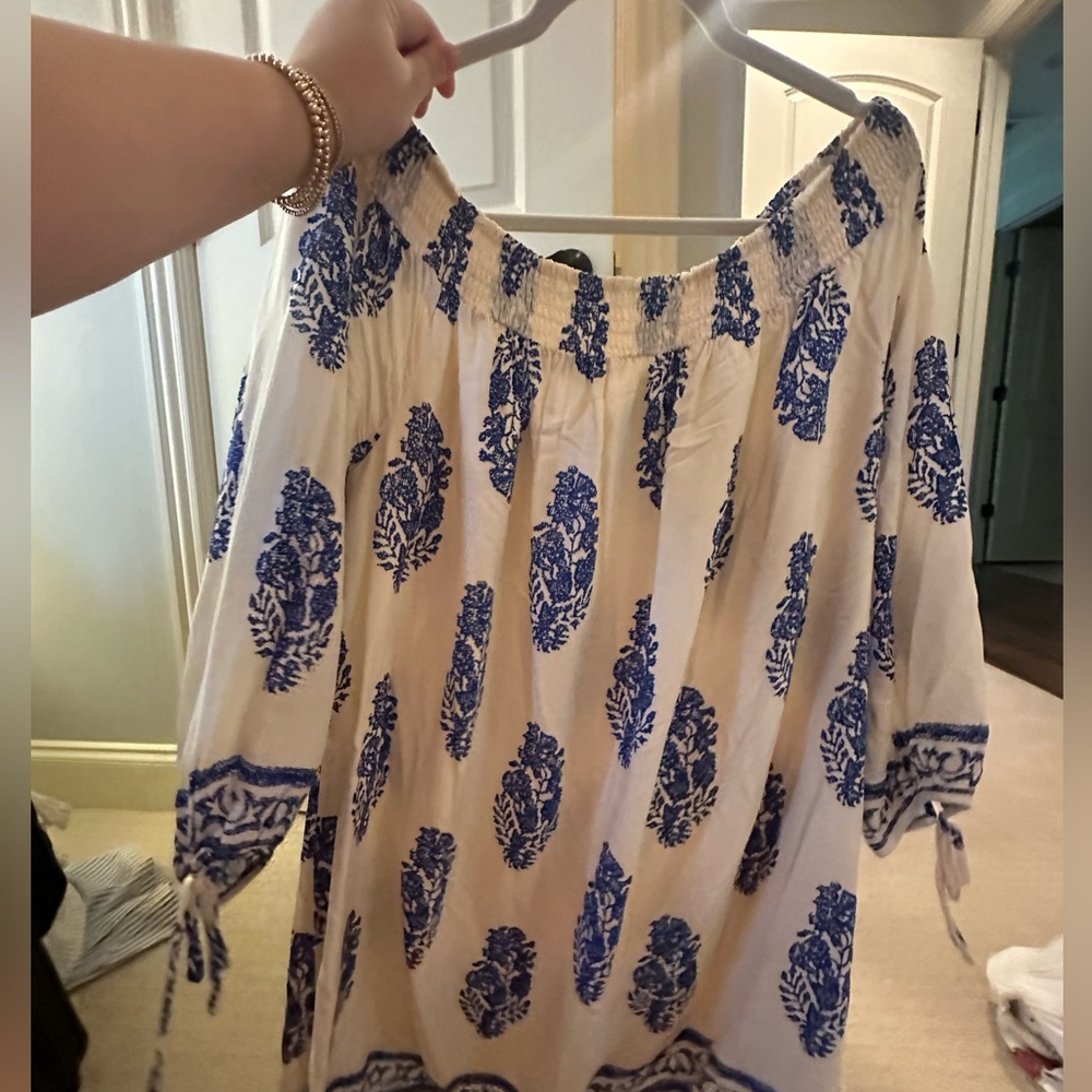 Blue and White Swim Coverup